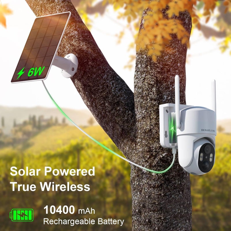HOSAFE.COM 4G LTE Cellular Security Camera No Internet Needed, Solar No wifi Security Camera Outdoor Wireless With SIM Card Jobsite, 2K Color Night Version, 360 Live View, Motion Detection, 2-Way Audio - Image 4